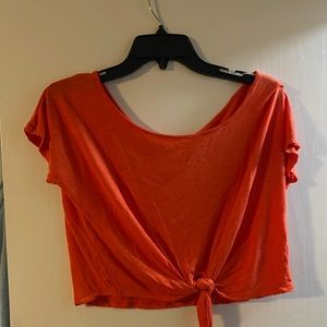 Orange tie crop top